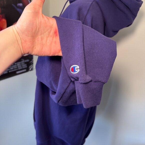 Collegiate New York University Purple and White Long Sleeve Hooded Sweatshirt - Picture 12 of 15